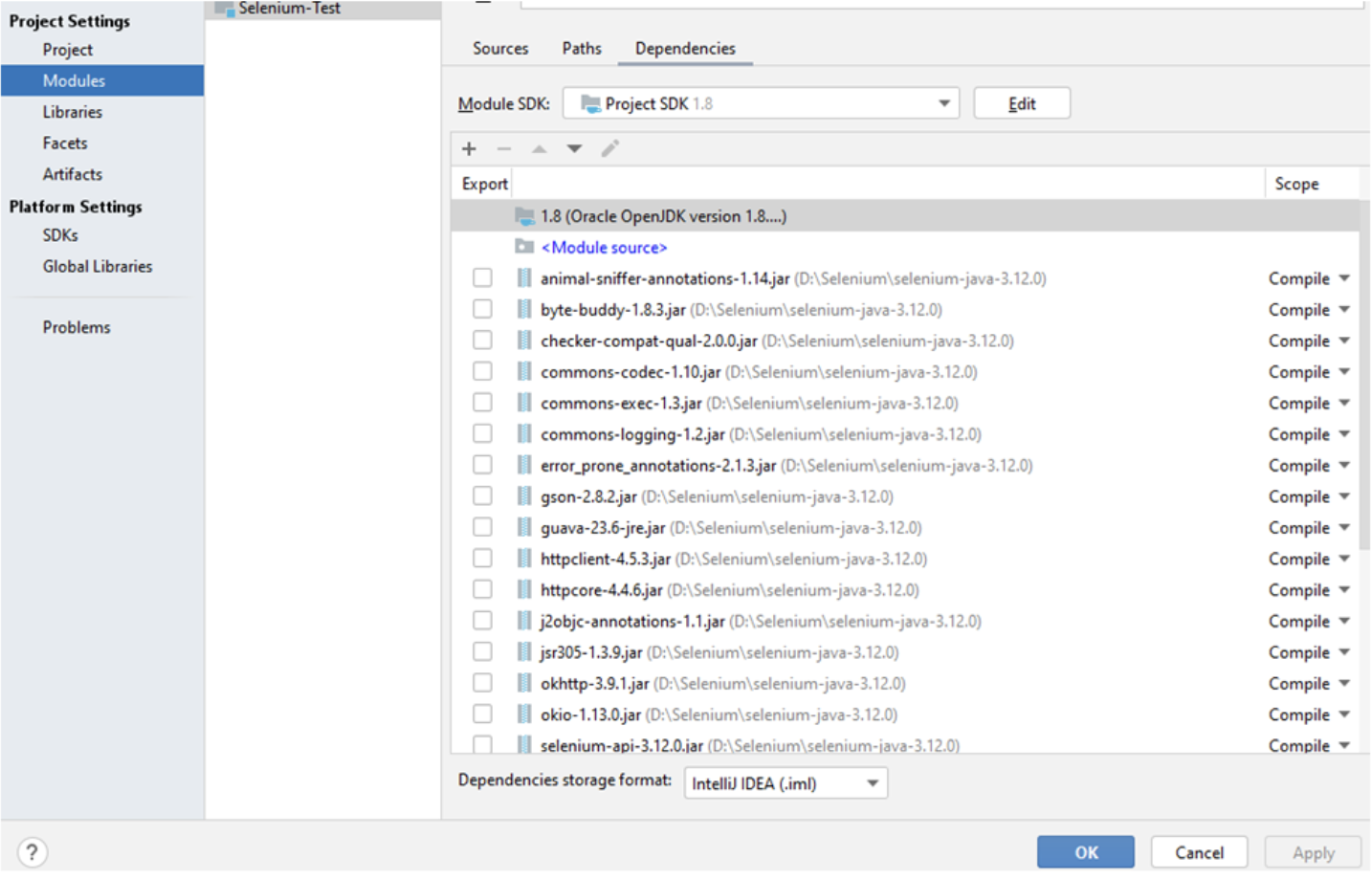 Add Selenium jars and dependencies image